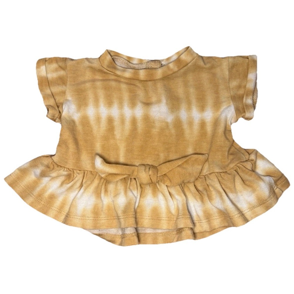 JESSICA SIMPSON Baby Girl Tie Dye‎ Shirt With Bow Yellow White Size 0-3 Months
